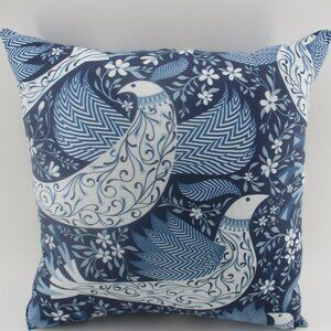 13.5" Blue and White Peace Dove Pillow.